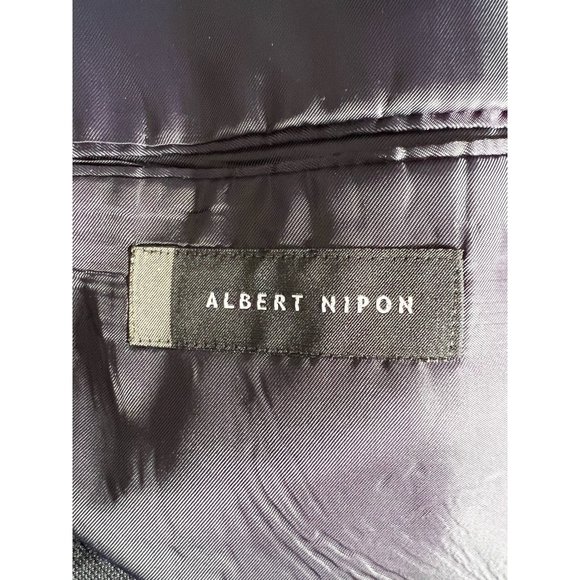 Albert Nipon Mens Suit Jacket Gray Wool Blend Pockets Notch Lapel 44R - Picture 11 of 12
